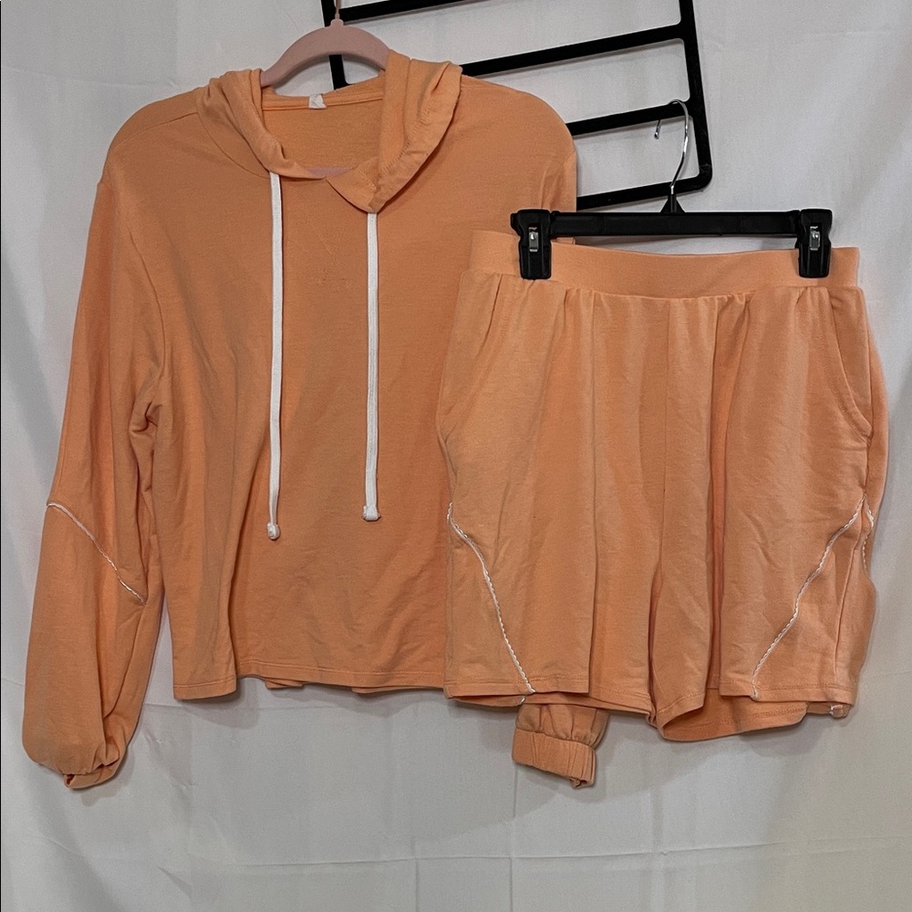 Peach Hoodie and Shorts Set